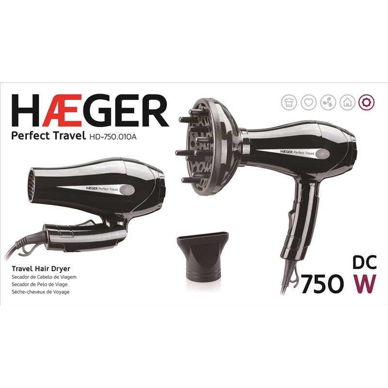 SECADOR PELO HAEGER HD750010B PERFECT TRAVEL 750W