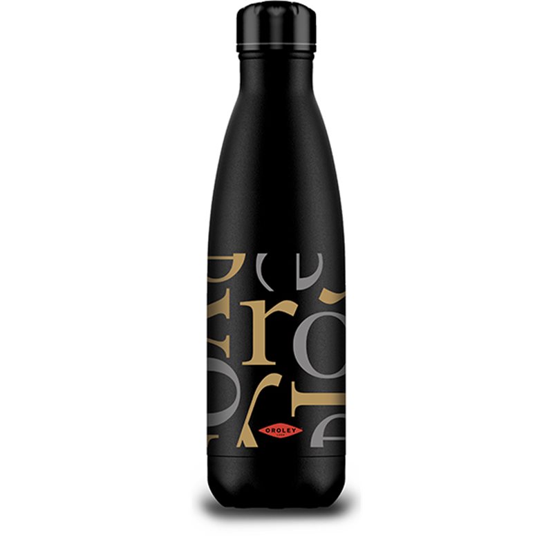 Botella 500 ml negra. Letras