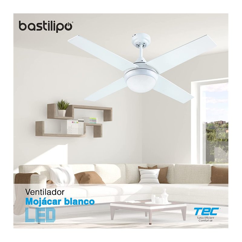 VENTILADOR TECHO BASTILIPO MOJACAR BLANCO LED