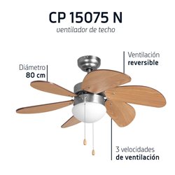 Ventilador techo Orbegozo CP 15075 N  80cm, 6 aspas