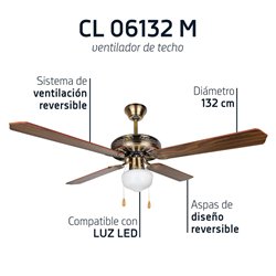 Ventilador techo Orbegozo CL 06132 M 132cm 60w 