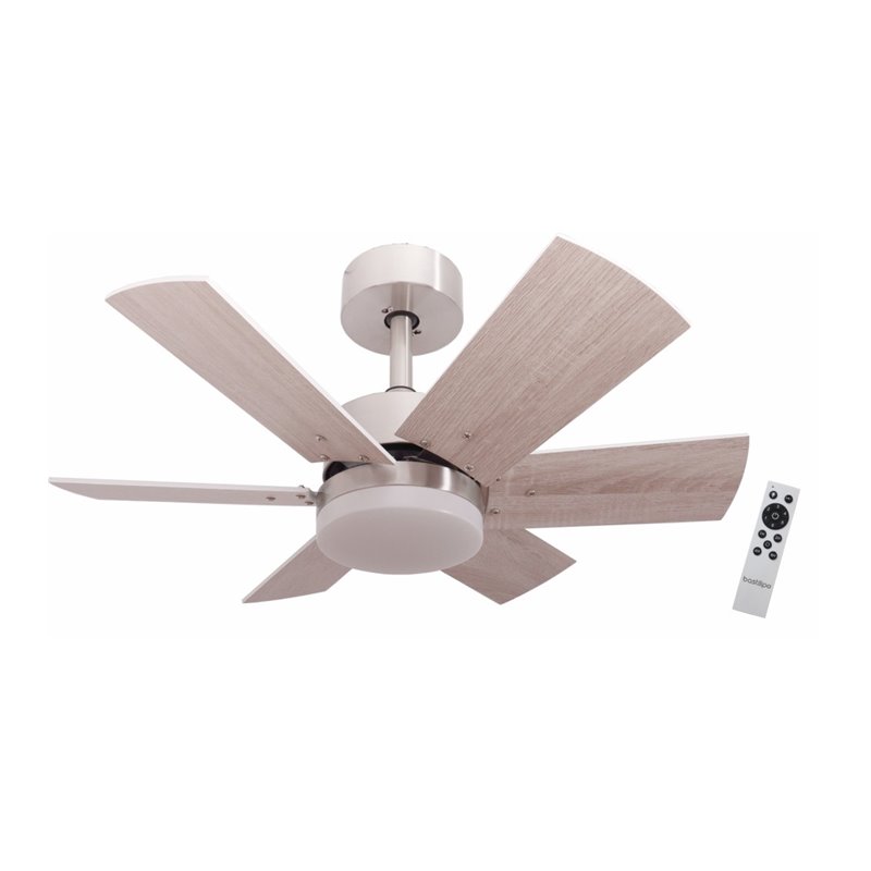 Ventilador Techo Bastilipo ARENAL DC,VENTILADOR DE TECHO CON MOTOR DC, MANDO A DISTANCIA, 75CM Ø, 6 ASPAS, ROBLE CLARO/ ROBLE OS