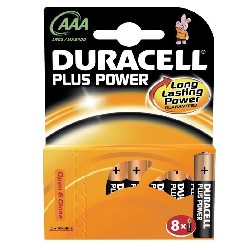 Pila Duracell Alcalina Plus Power AAA LR03 B8